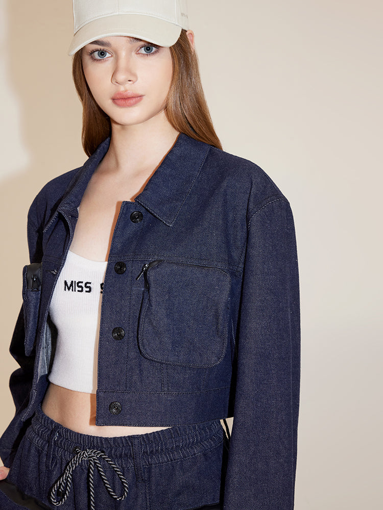Cargo Lapel Pocket Denim Jacket