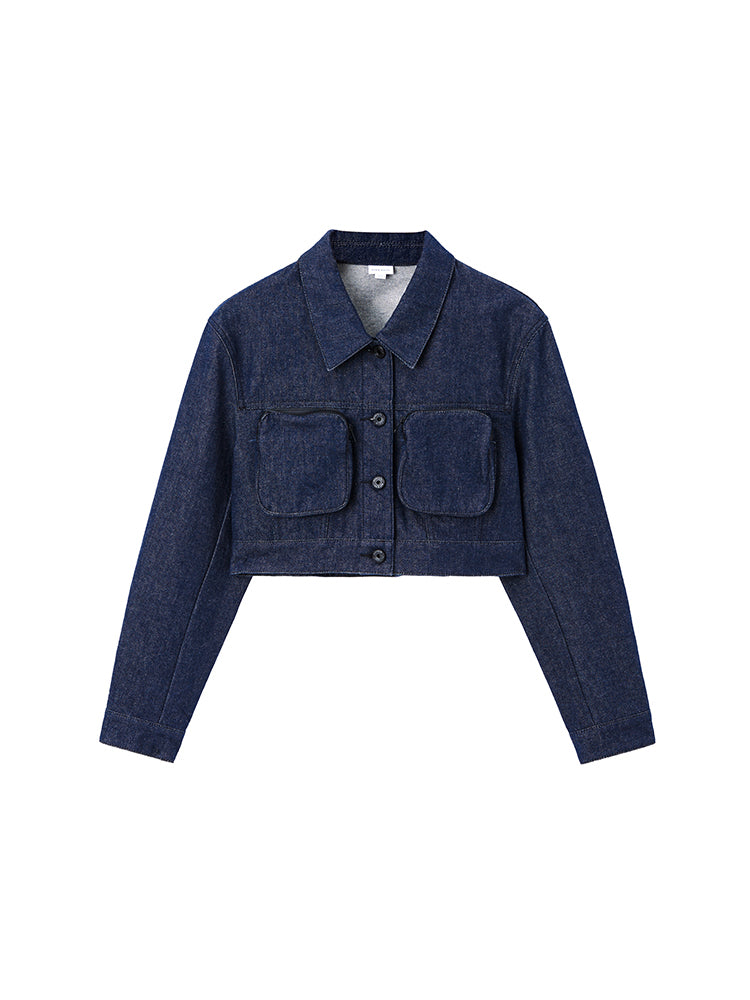 Cargo Lapel Pocket Denim Jacket