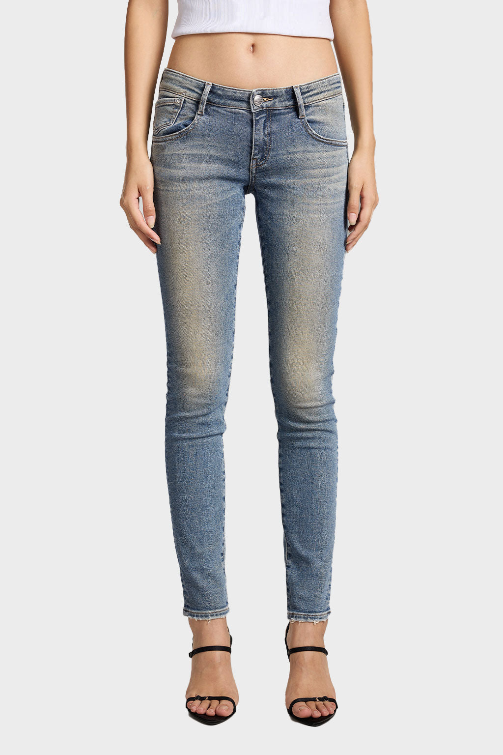 Vintage Low Waist Cropped Skinny Jeans