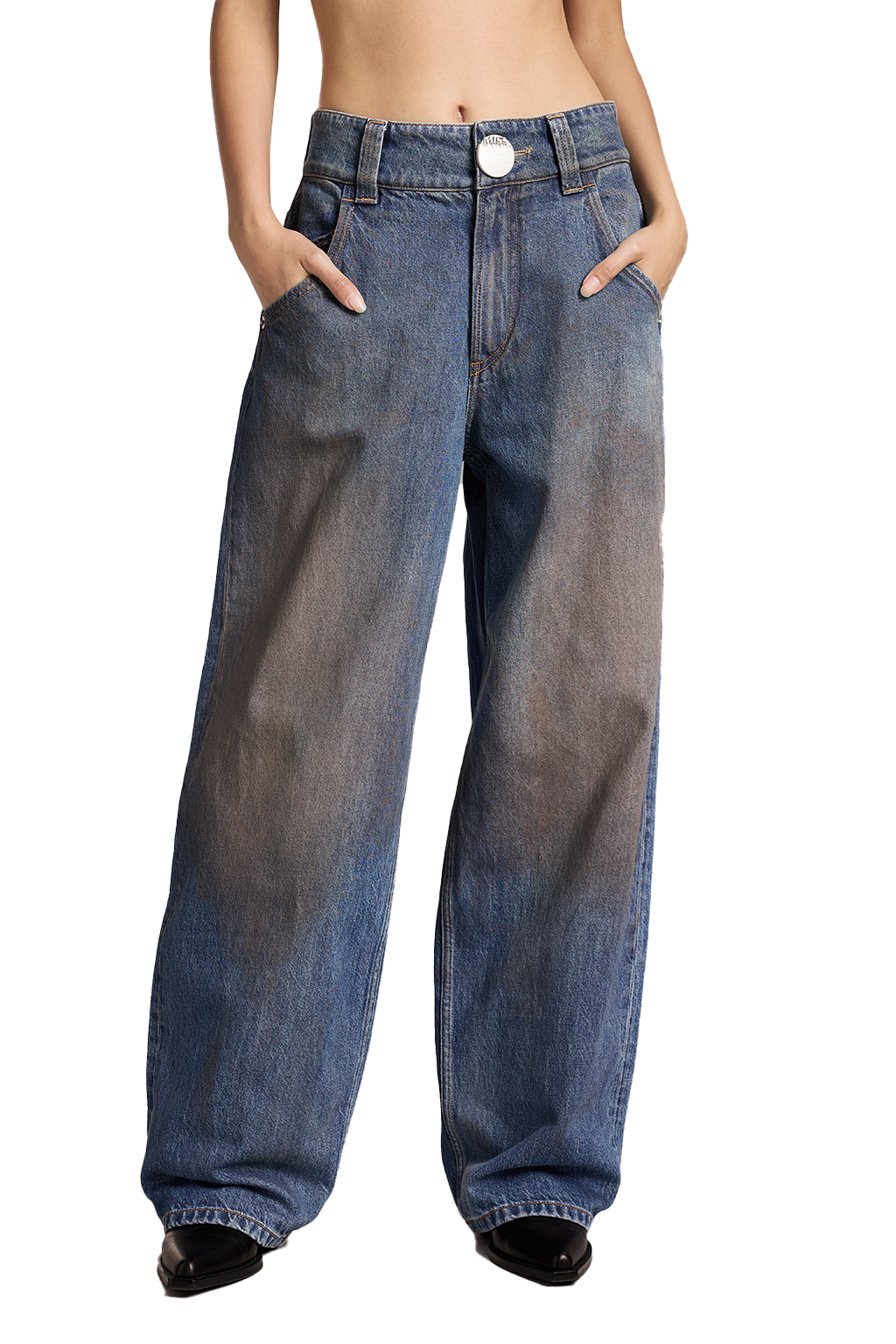 Vintage Denim Blue Washed Straight Fit Jeans