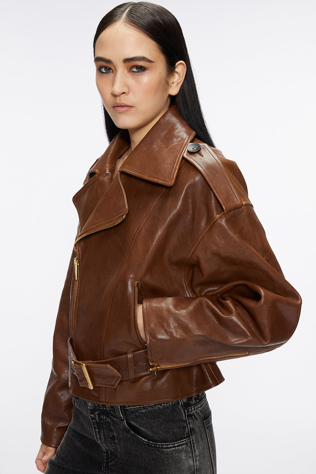Cropped Woolen Jacket With Lace-Up