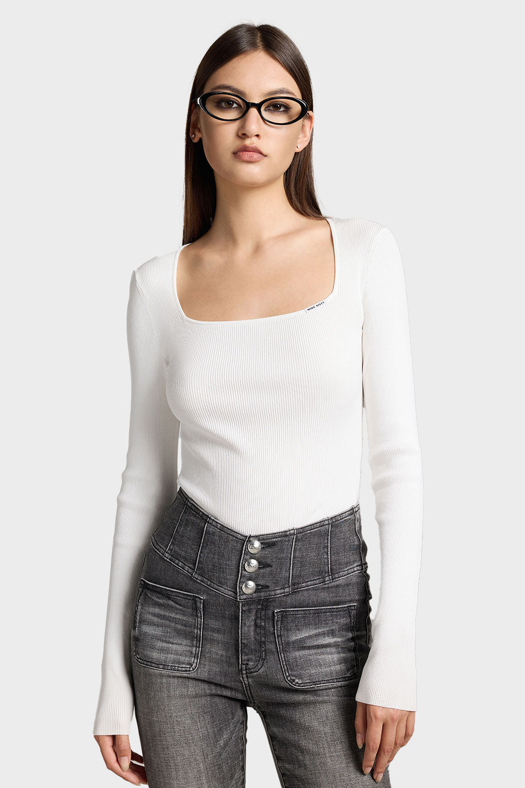 U-Shaped Neckline Slim Fit Knit Top