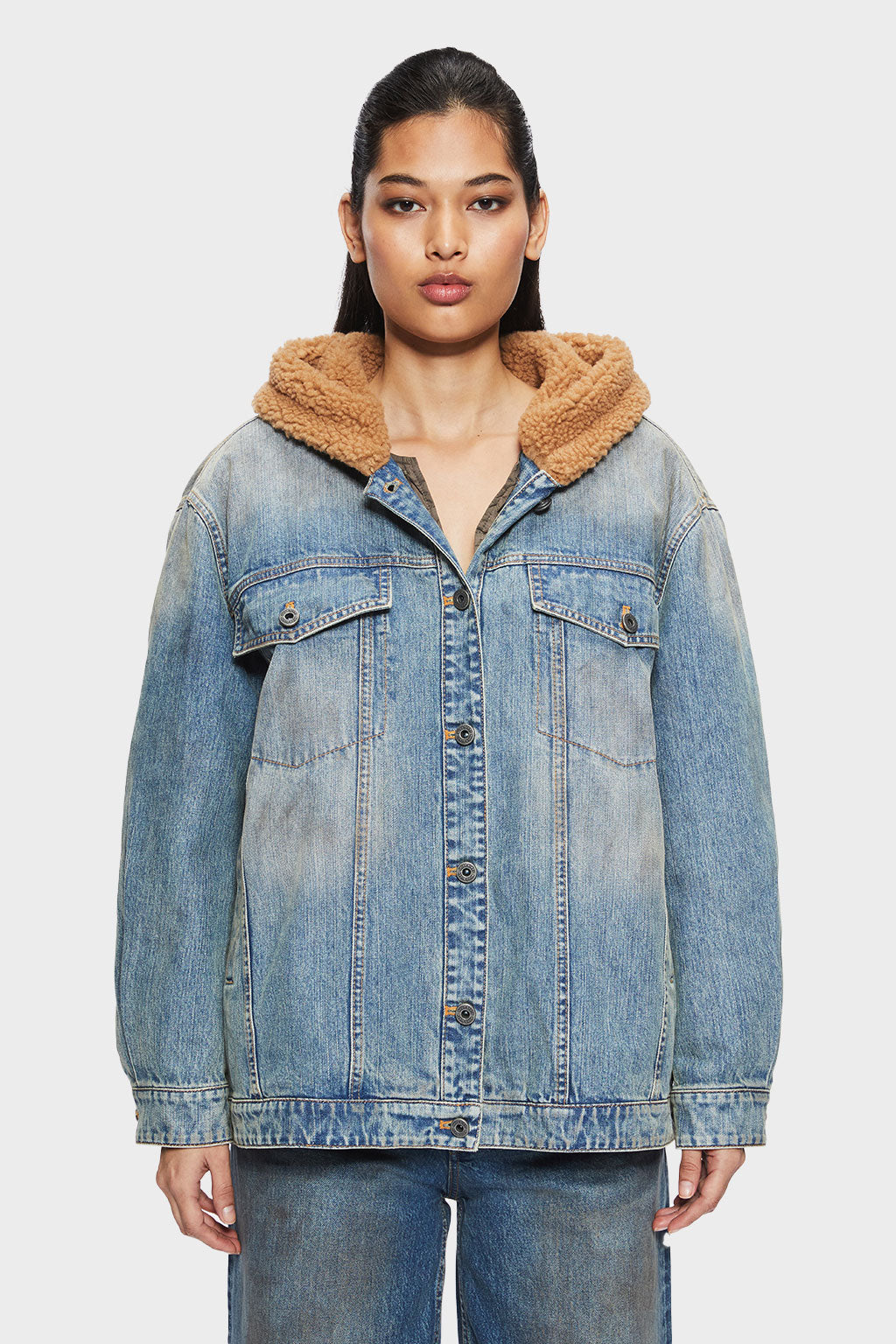 Mud-Dyed Distressed Denim Jacket